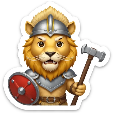 lion, viking helmet, hammer sticker