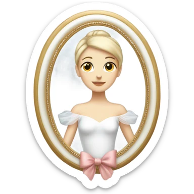 white mirror with bow ballerina sticker