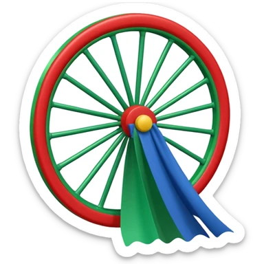 Drapeau bleu et vert avec une roue rouge zvec 24 rayon sticker