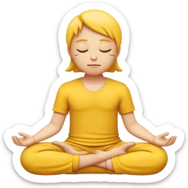 yellow emoji meditating, sitting cross-legged, peaceful expression sticker