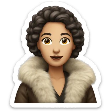 Realistic looking Pretty Italian woman with fur jacket   sticker