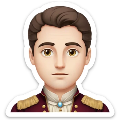 Cinematic Realistic Chopin Portrait Emoji, depicted as an introspective composer with expressive eyes and period attire, rendered with rich textured detail and soft classical lighting that captures his emotive musical genius. sticker