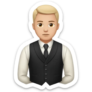 Adult man, wearing a formal vest, serious look
 sticker