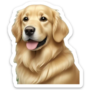 christmas golden retriever with christmas tree  sticker