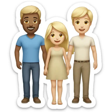 family of three, blond woman, tan, dark haired man and their baby boy sticker