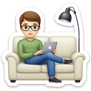 programmer on the couch at home sticker