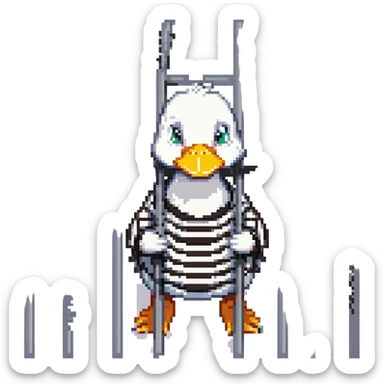 A duck thief behind bars sticker