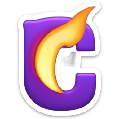 purple letter F  on fire sticker