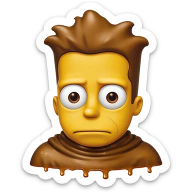 bart simpson covered in weird brown and yellow liquids and maybe some white too sticker