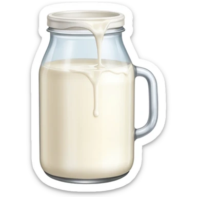 a jar of milk but the top is sticky and its dripping sticker