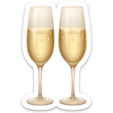 
2 light beige champagne glasses are knocked against each other sticker