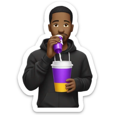 rapper drinking purple drink in a white cup sticker