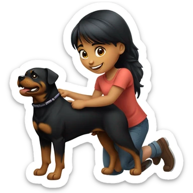 girl with rottweiler  sticker