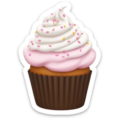 Cupcake with white frosting and pastel pink sprinkles sticker