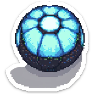 a single glowing cosmic particle, radiant ball, pixel art style sticker