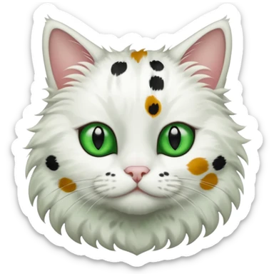 um gato branco com manchas pretas  olho preto e verde só manchas pretas corpo completo sticker