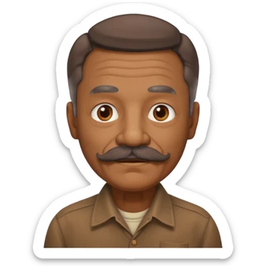 mustached elderly man with brown vintage shirt sticker