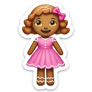 gingerbread girl with pink dress sticker