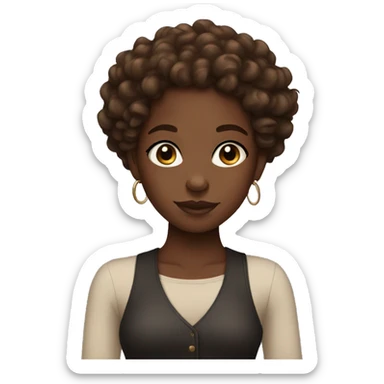 Black brown skin girl with curls sticker
