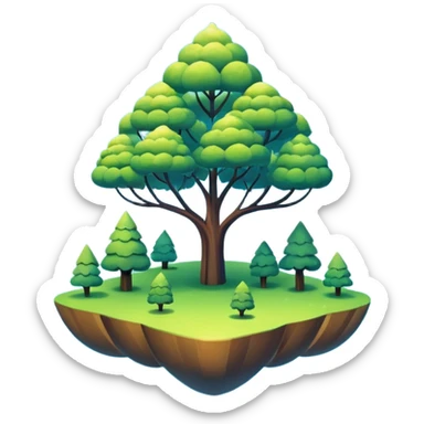 surreal heaven with endless skies, floating geometric shapes, and luminous trees sticker