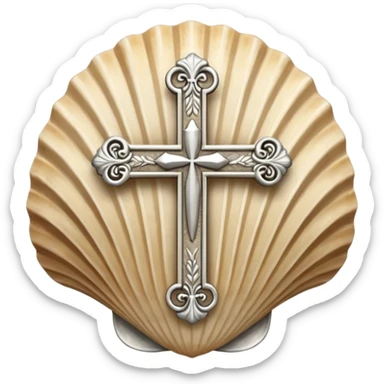 Camiño shell with Santiago cross sticker