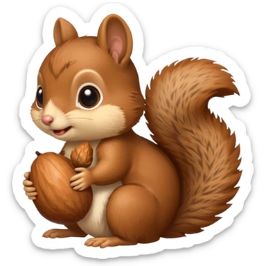 baby squirrel hold a acorn sticker