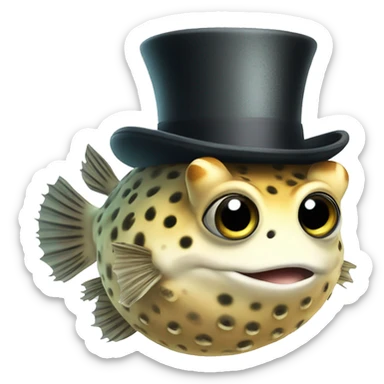 puffer fish with top hat sticker
