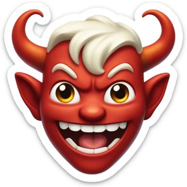 smiling devil with a halo above the head sticker