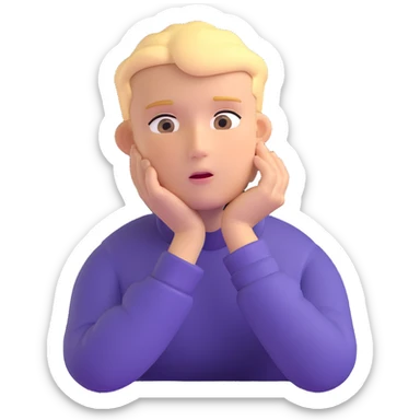 thinking face, looking up, hand on chin sticker