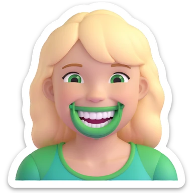 girl with green braces on her teeth smiling sticker