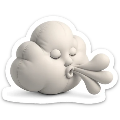 cloud blowing wind, soft plush cushion style sticker