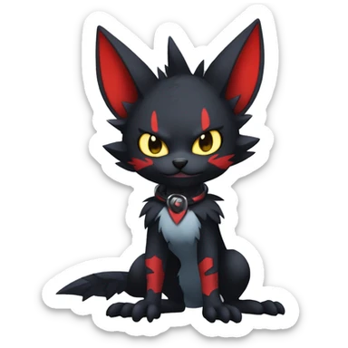 Black Anthro Cool Punk Noibat-Litten-Fakemon-fursona with fangs and red markings Full Body sticker