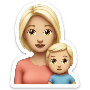 little white girl with baby son plushy sticker