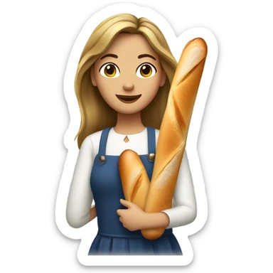 French girl with a baguette sticker