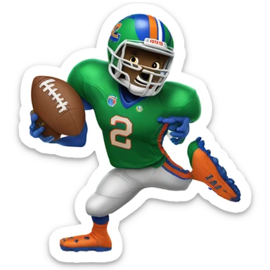 A gator in a epic gators tv football jersey playing football sticker