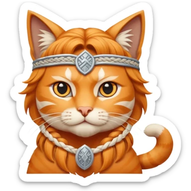 valorous Viking cat in Valhalla, surrounded by Norse symbols sticker