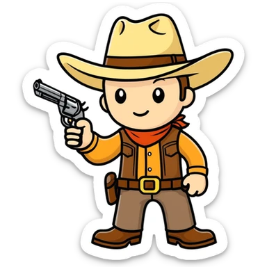 Cowboyhat emoji with a gun sticker