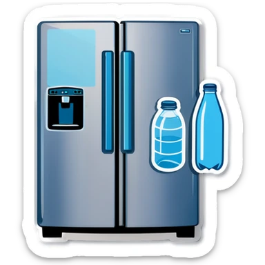 Fridge with water bottles  sticker