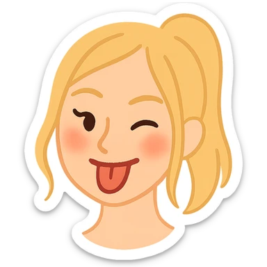 Create a soft cartoon face of Billie Eilish's head with simple features, in the style of the reference image. Use blonde hair. No background. sticker