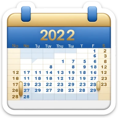 no generate an ios style background free calender, blue and gold and white with the date 22 november highlited sticker