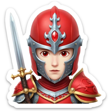 mystic knight with full face helmet and has he has red eldricth powers sticker