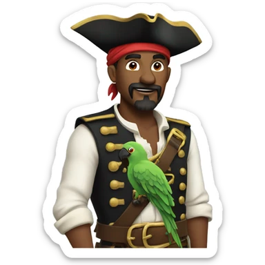 Pirate with parrot on shoulder sticker