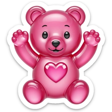 transparent pink gummy bear tender heart glitters pink sticker