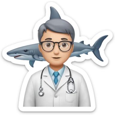 A whale with a shark’s fin dressed like a doctor sticker