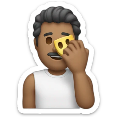 Guy who makes a mask by making highs and lows with his hand in front of his face sticker