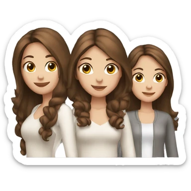 three girl friend (brunette and brown-haired ) sticker