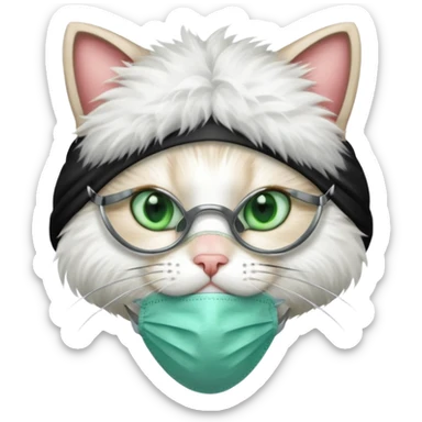 doctor cat, surgical mask sticker