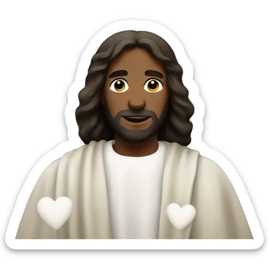 Black Jesus Christ with white hearts surrounding him sticker