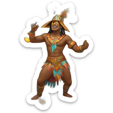 Aztec sorcerer dancing in a club with confetti and lights  sticker