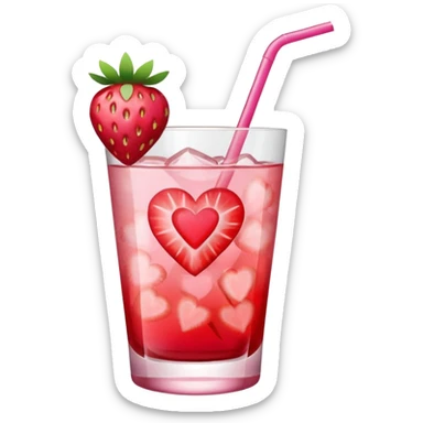 galentines red and pink cocktail with heart straw sticker